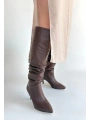 Zelya Kahverengi Cilt Topuklu Çizme
