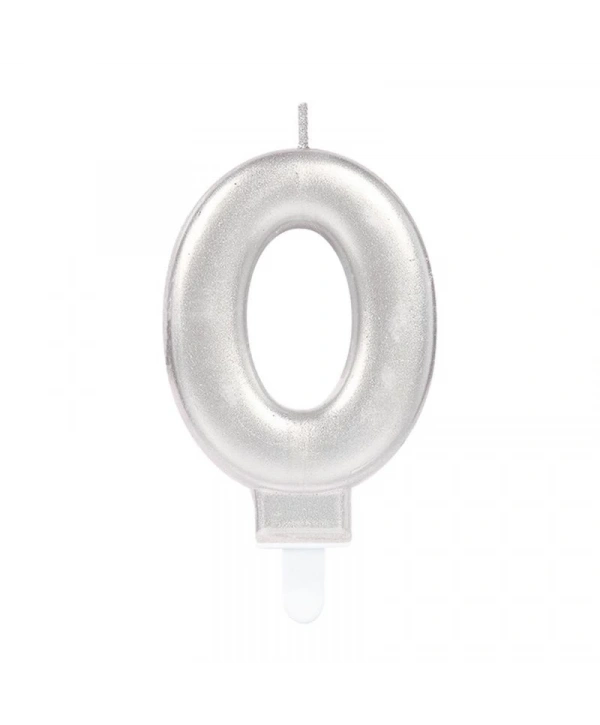 0 Rakam Mum Gümüş Renk