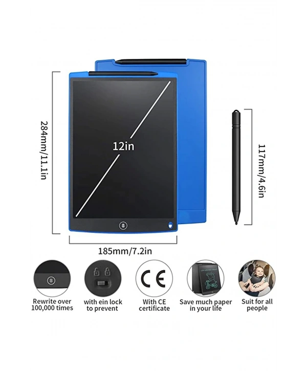 12 Inc Writing Lcd Grafik Dijital Kalemli Çizim Tableti Yazı Tahta Not Yazma Eğitim Tableti
