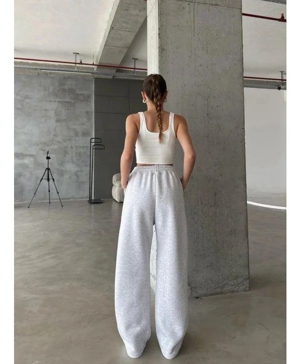 3 iplik şardonlu oversize eşofman gri