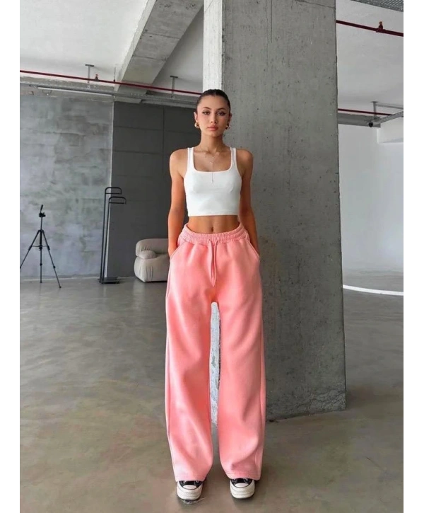 3 iplik şardonlu oversize eşofman somon