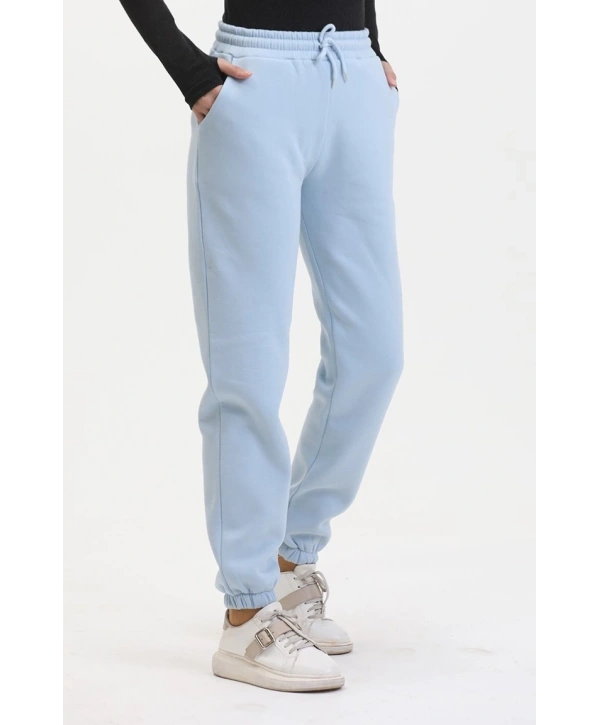 3 iplik şardonlu paça lastikli eşofman bebe mavi is001