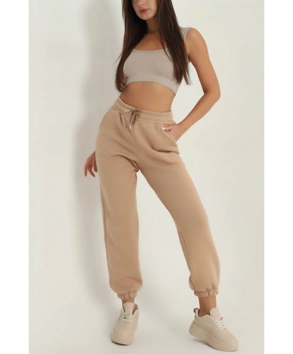 3 iplik şardonlu paça lastikli eşofman bisküvi is001