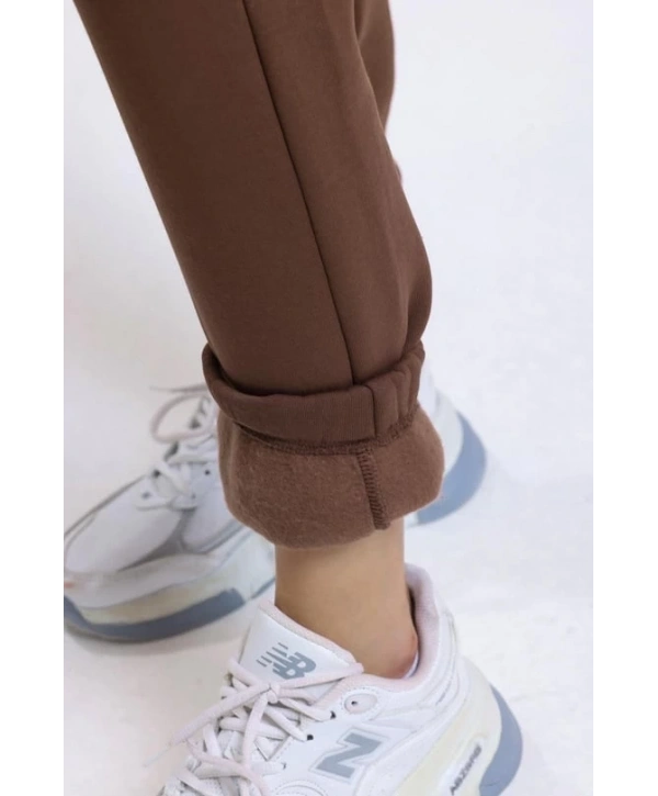 3 iplik şardonlu paça lastikli eşofman kahve is001