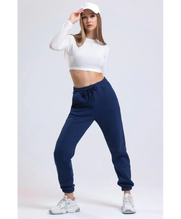 3 iplik şardonlu paça lastikli eşofman lacivert is001