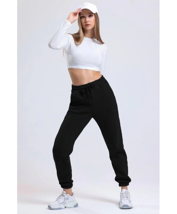 3 iplik şardonlu paça lastikli eşofman siyah is001