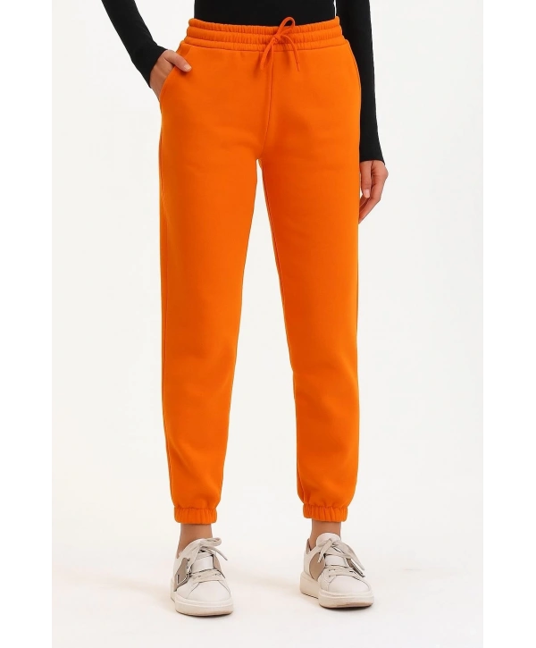 3 iplik şardonlu paça lastikli eşofman turuncu is001