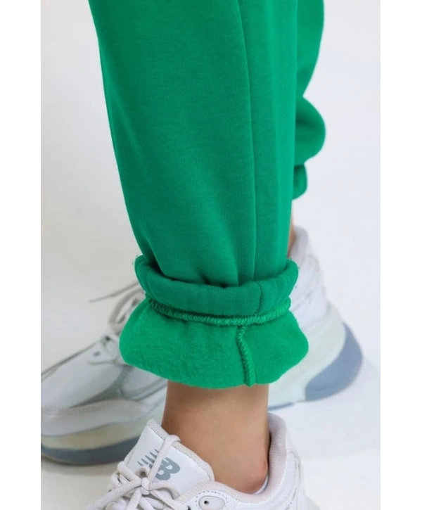 3 iplik şardonlu paça lastikli eşofman yeşil is001