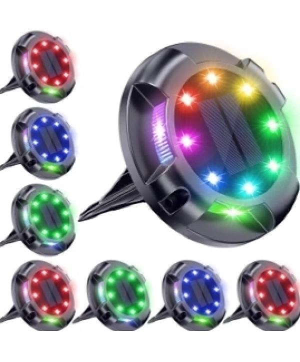 4lü Solar Panelli Kazıklı Zemin Solar Ledi 8+4 Led Rgb