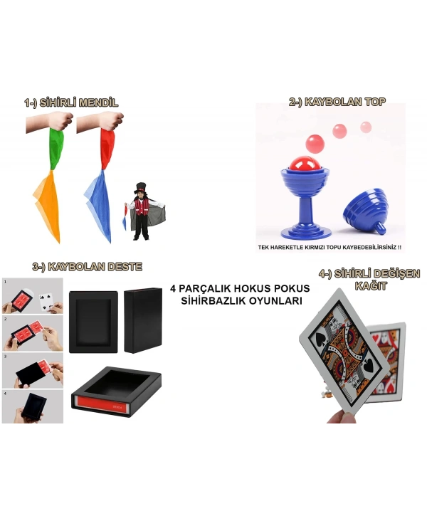 439lü Sihirbazlık Seti – Hokus Pokus Sihirli Numara Seti-kupa-mendil-deste-iskambil
