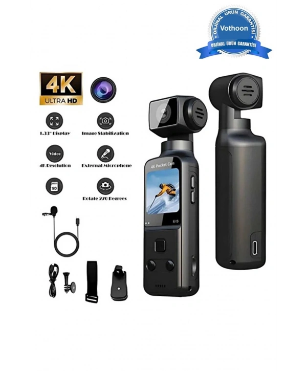 4k Ultra Hd 270° Döndürülebilir Su Geçirmez Wifi Vlog Spor Ve Aksiyon Kamerası