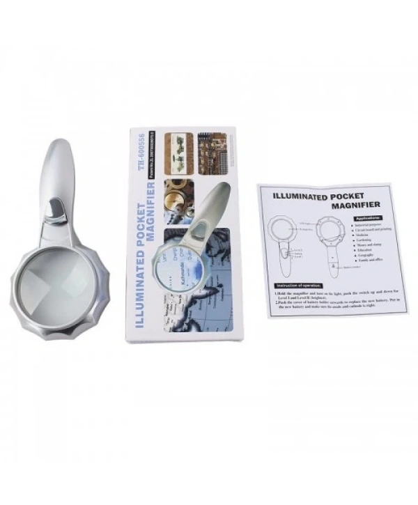 4x 6 Led Işık Aydınlatma 75mm Optik Lens El Büyüteç