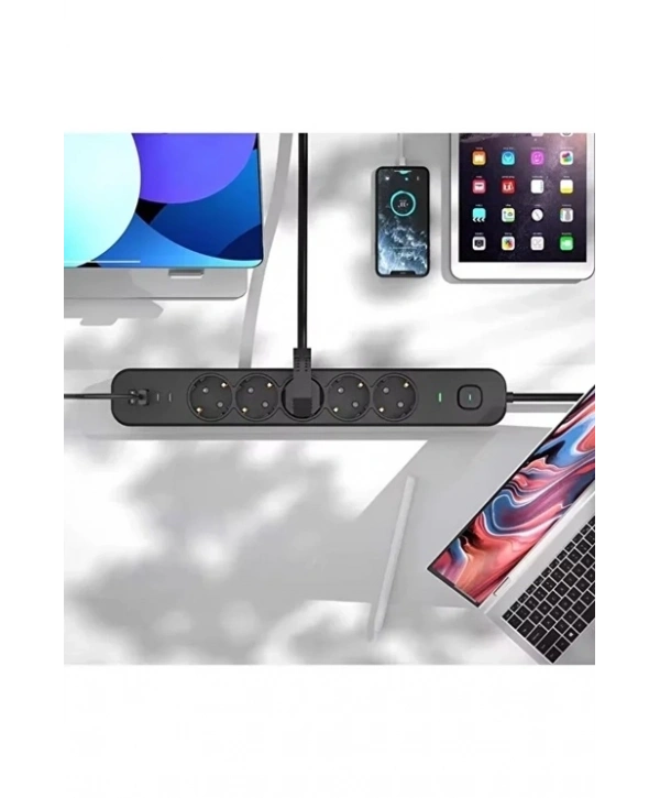 5 Prizli Akım Korumalı Uzatma Kablosu | 2xusb-a + 2xusb-c | 3680w - 2m Kablo