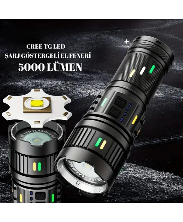 5000 Lümen Cree Tg Led Şarj Göstergeli El Feneri  Wt-731
