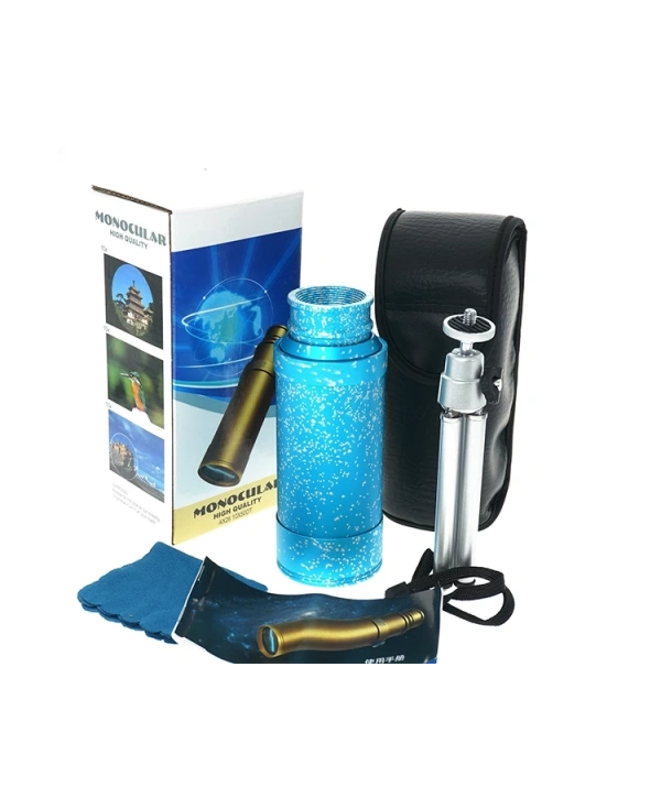 50x50 Panda Metal Gövde Tek Gözle Büyük Mercek Korsan Dürbün Mavi