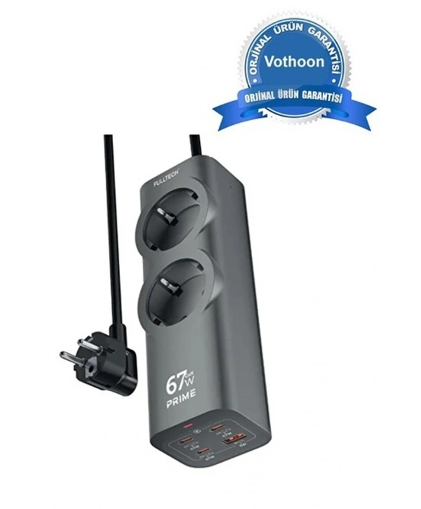 67w Hızlı Şarjlı Akıllı Çoklu Priz – 2000w Güç, 2 Usb-c + 2 Usb-a Çıkışlı, Telefon & Laptop Uyumlu