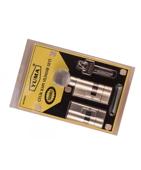 68mm Mandallı Çelik Kapı Tuzaklı Barel Seti - Saten