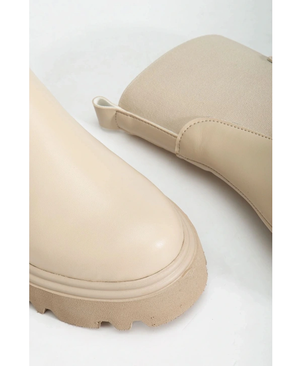 K-815 Bej Lastikli Yüksek Tabanlı Günlük Kadın Bot