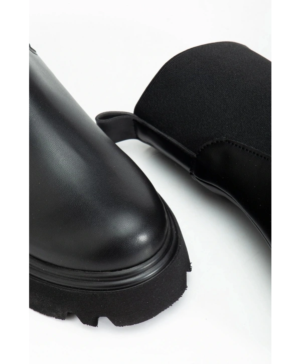 K-815 Siyah Lastikli Yüksek Tabanlı Günlük Kadın Bot