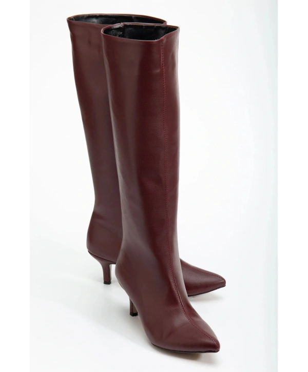 SYT-2025 Bordo Cilt  Günlük Kadın Çizme