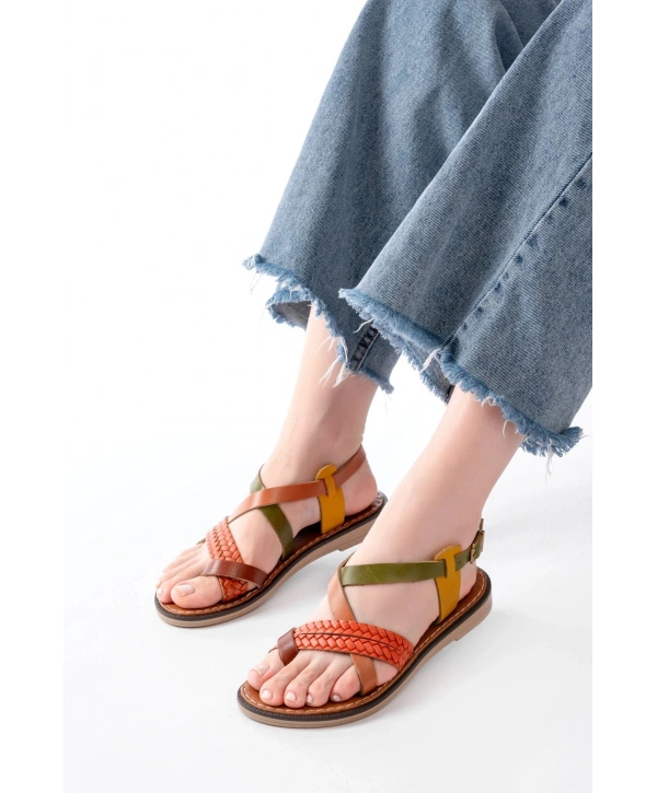 205-09 Multi Ortopedik Hakiki Deri Kadın Sandalet