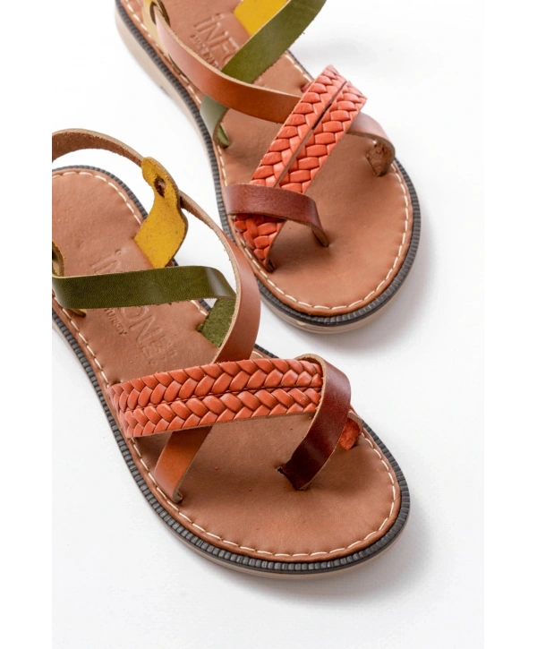 205-09 Multi Ortopedik Hakiki Deri Kadın Sandalet