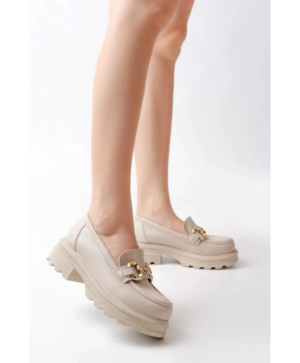 745-773 Bej Günlük Yüksek Tabanlı Loafer Ayakkabı