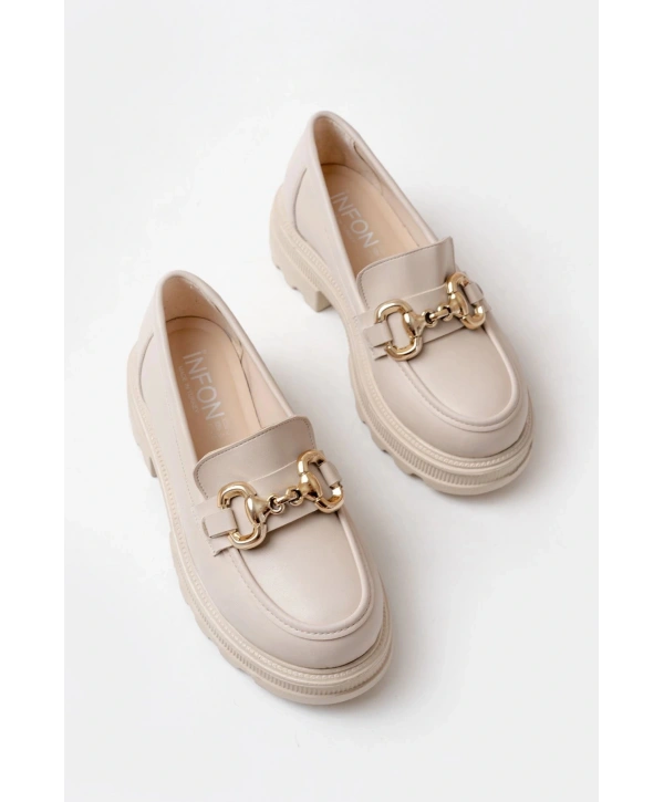 745-773 Bej Günlük Yüksek Tabanlı Loafer Ayakkabı