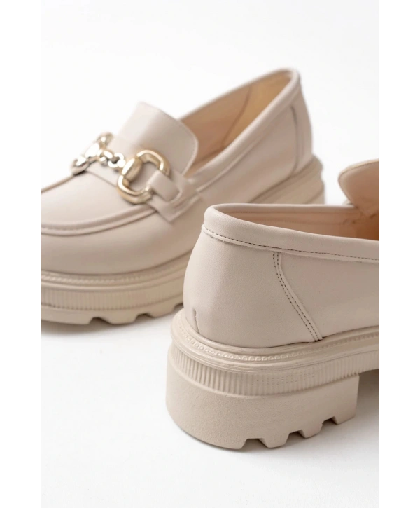 745-773 Bej Günlük Yüksek Tabanlı Loafer Ayakkabı