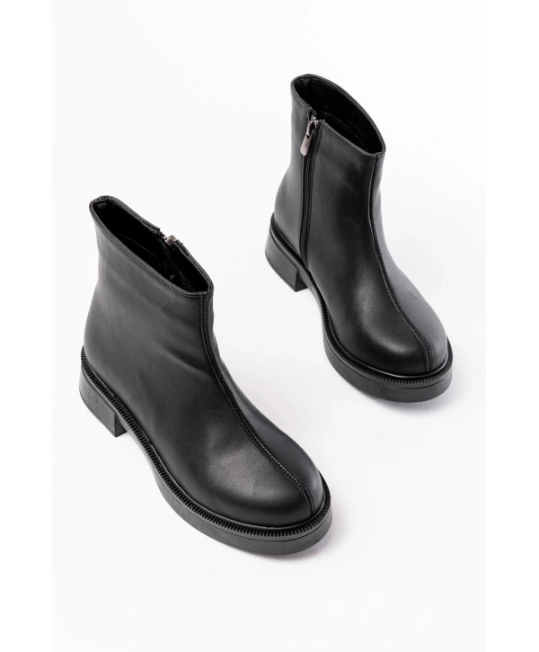 02-3033 Siyah Fermuarlı Günlük Kadın Bot