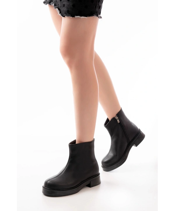 02-3033 Siyah Fermuarlı Günlük Kadın Bot