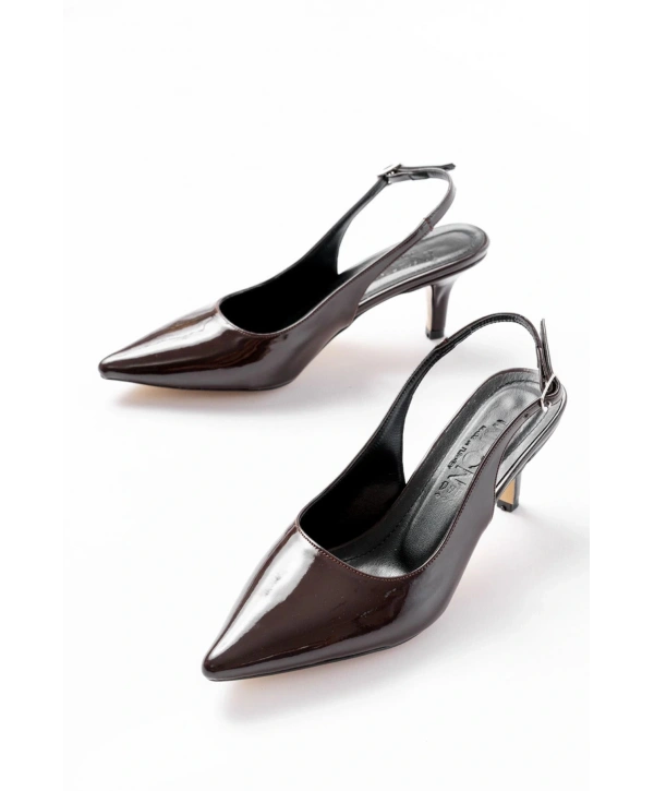 ST-1152 Kahve Rugan Günlük 7 cm Topuklu Kadın Ayakkabı