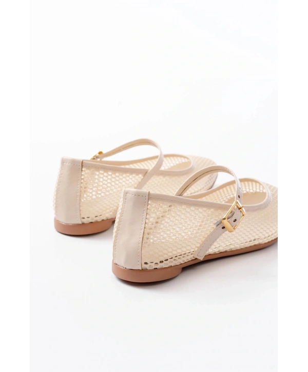 6325 Bej Fileli Baret Toka Detaylı Günlük Kadın Babet