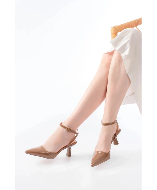 ST-004 Vizon Rugan Günlük 7 cm Topuklu Bayan Ayakkabı