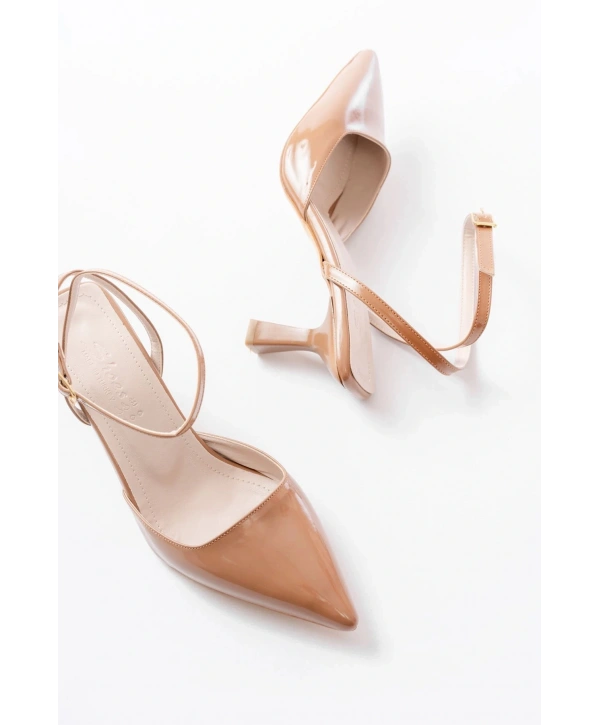 ST-004 Vizon Rugan Günlük 7 cm Topuklu Bayan Ayakkabı