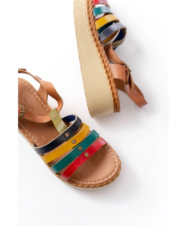 730-142 Multi Hakiki Deri Ortopedik Taban Kadın Sandalet