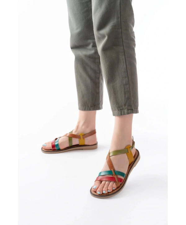205-05 Multi Ortopedik Hakiki Deri Kadın Sandalet