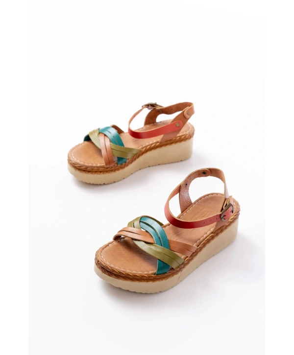 730-037 Multi Hakiki Deri Ortopedik Taban Kadın Sandalet