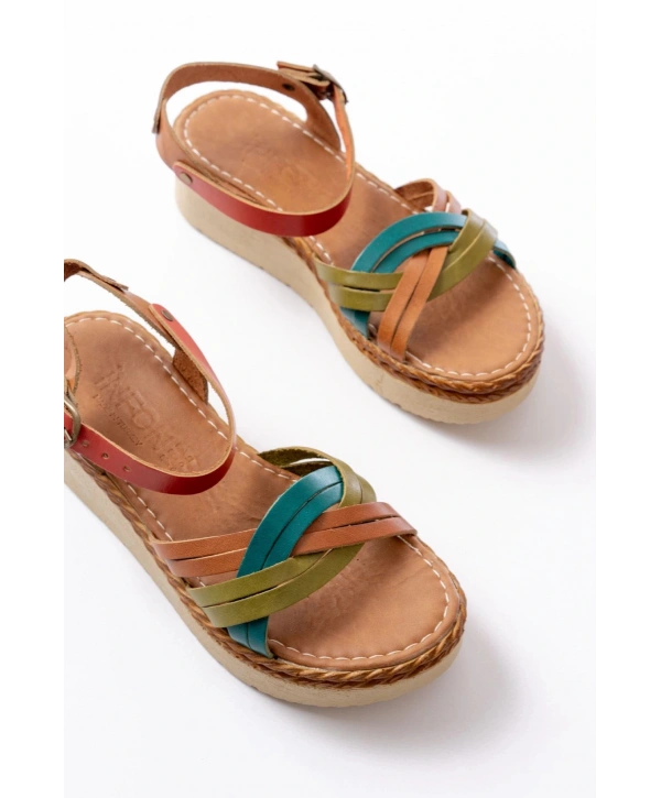 730-037 Multi Hakiki Deri Ortopedik Taban Kadın Sandalet