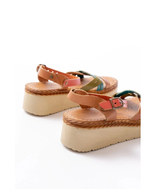 730-037 Multi Hakiki Deri Ortopedik Taban Kadın Sandalet