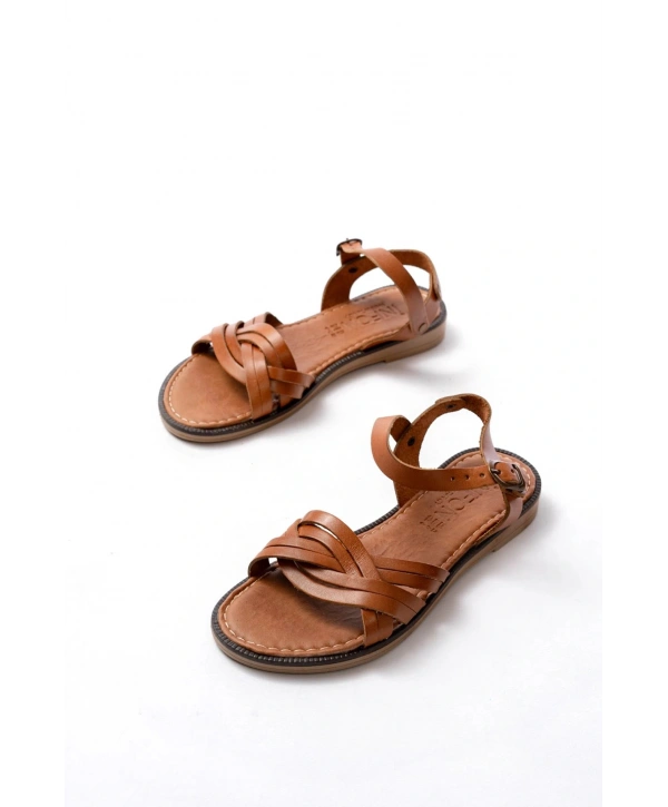 205-037 Taba Hakiki Deri Ortopedik Taban Kadın Sandalet