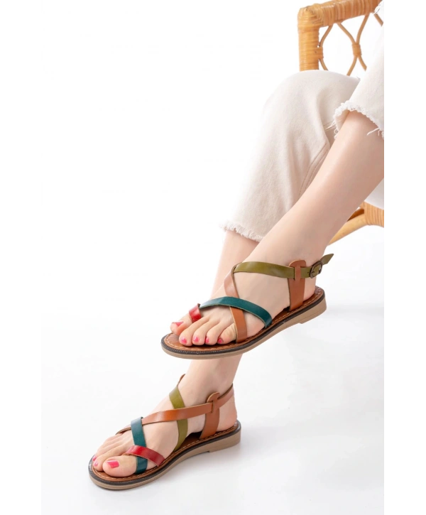 205-08 Multi Ortopedik Hakiki Deri Kadın Sandalet