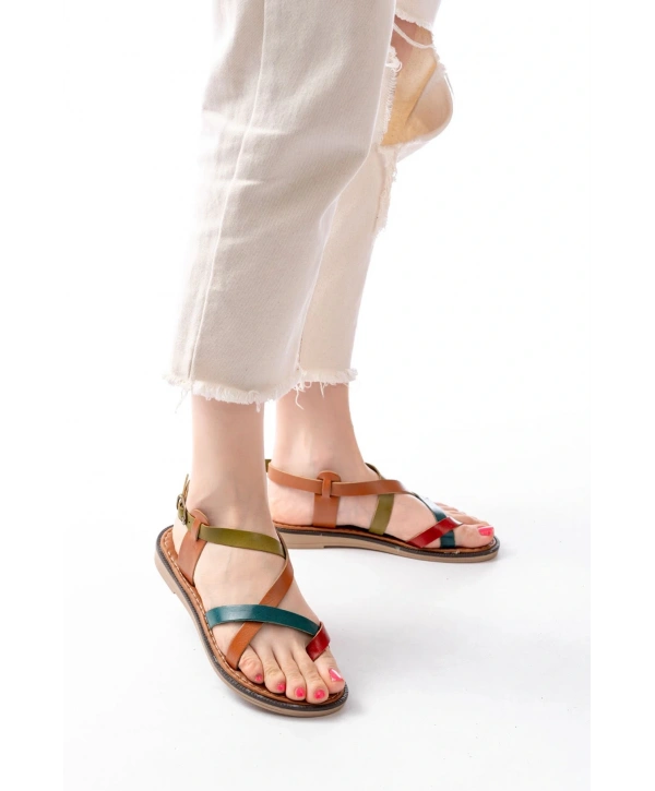 205-08 Multi Ortopedik Hakiki Deri Kadın Sandalet