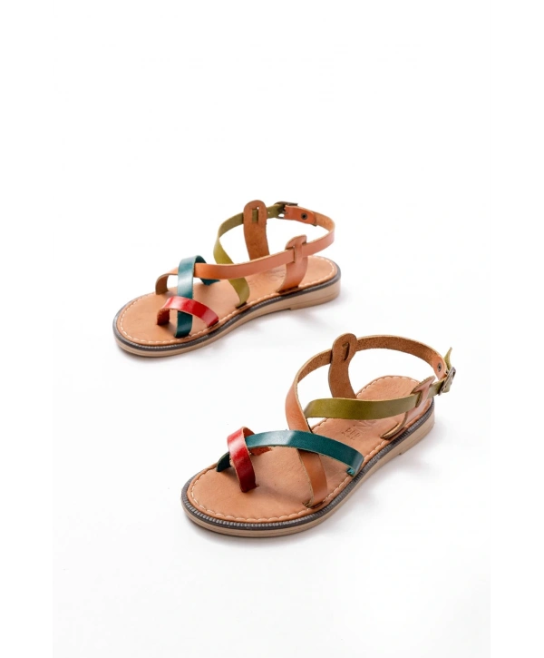 205-08 Multi Ortopedik Hakiki Deri Kadın Sandalet