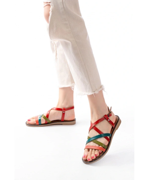 205-017 Multi Ortopedik Hakiki Deri Kadın Sandalet