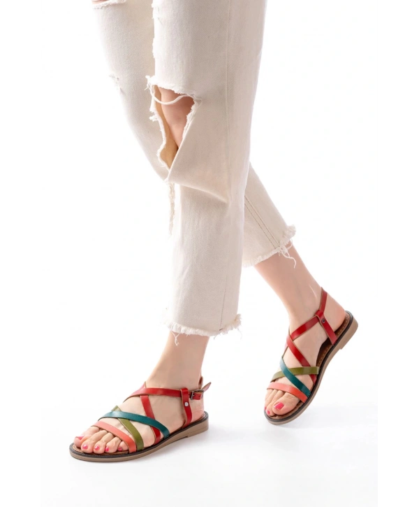 205-017 Multi Ortopedik Hakiki Deri Kadın Sandalet