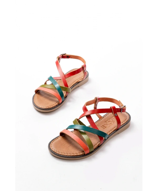 205-017 Multi Ortopedik Hakiki Deri Kadın Sandalet