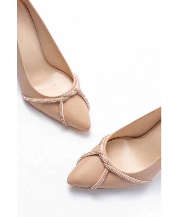 K-10 Nut Günlük Sarmal Taşlı Topuklu Kadın Ayakkabı