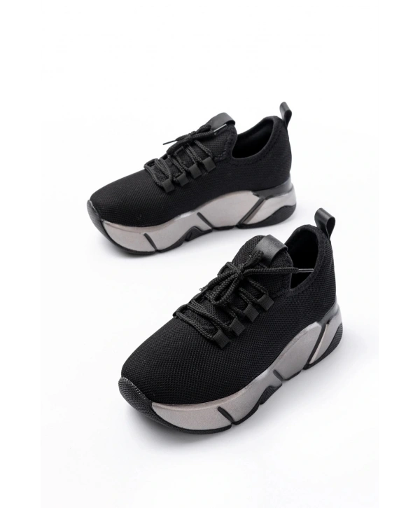 RS-400  Siyah Bağcıklı Fileli Platin Taban Günlük Kadın Spor