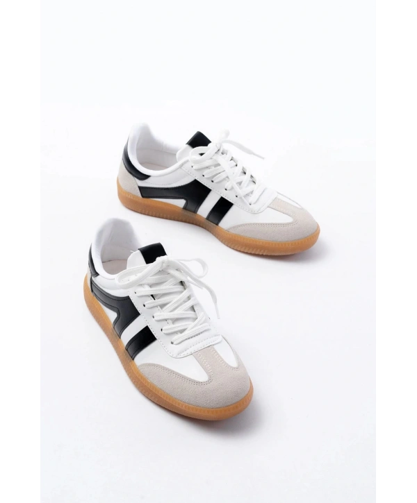 M-1004 Beyaz Bağcıklı Termo Taban Günlük Kadın Spor